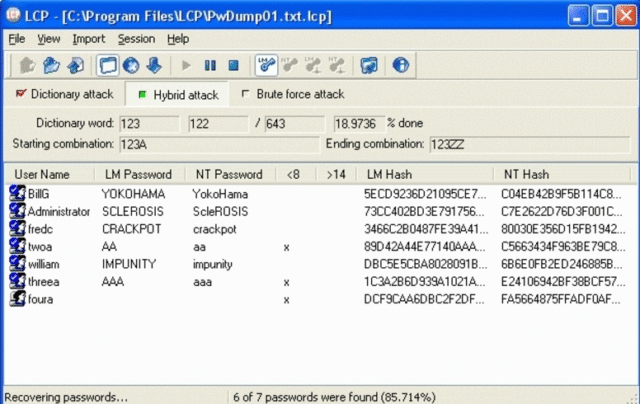 LCP Download - L0phtcrack LC5 Password Cracking Alternative
