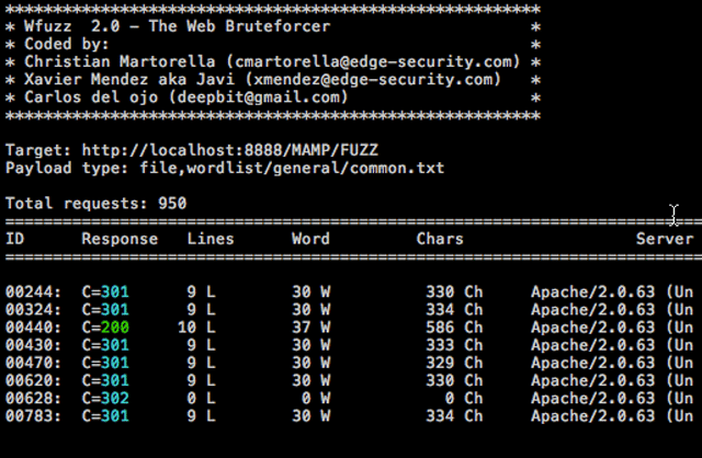 Wfuzz - Web Application Brute Forcer