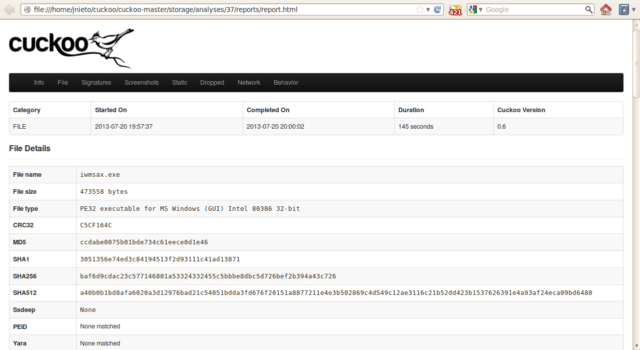 Cuckoo Sandbox - Automated Malware Analysis System