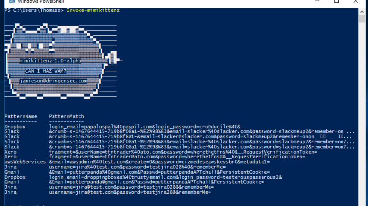 mimikittenz - Extract Plain-Text Passwords From Memory