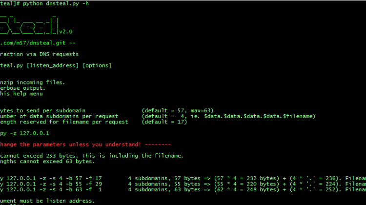 dnsteal - DNS Exfiltration Tool