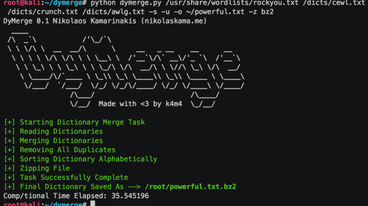 DyMerge - Bruteforce Dictionary Merging Tool