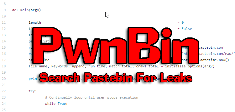 PwnBin - Python Pastebin Search Tool