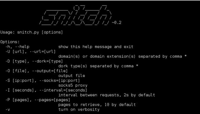 snitch - Information Gathering Tool Via Dorks
