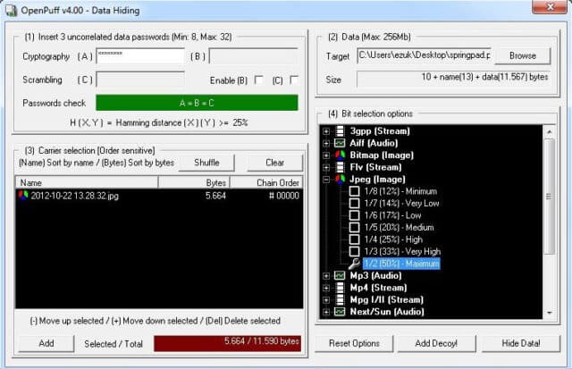OpenPuff - Professional Steganography Tool
