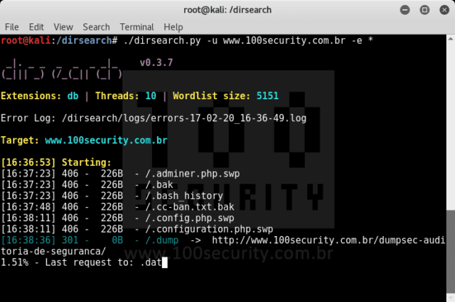 dirsearch - Website Directory Scanner For Files & Structure