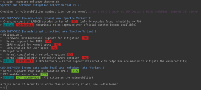 Spectre & Meltdown Checker - Vulnerability Mitigation Tool For Linux