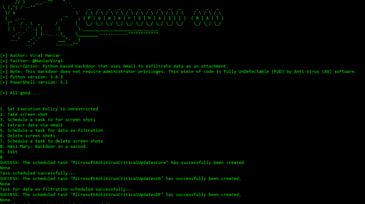 Powershell-RAT - Gmail Exfiltration RAT
