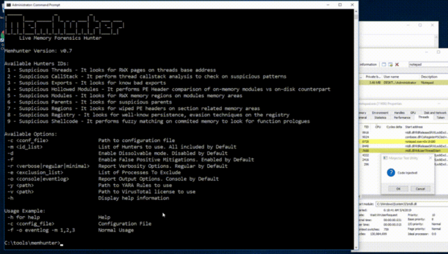 Memhunter - Automated Memory Resident Malware Detection