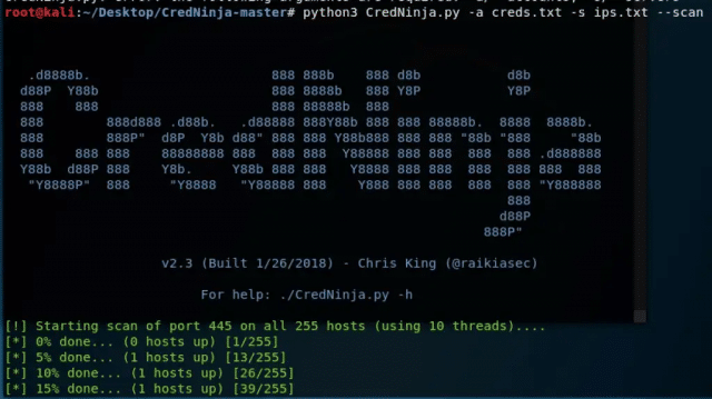CredNinja - Test Credential Validity of Dumped Credentials or Hashes