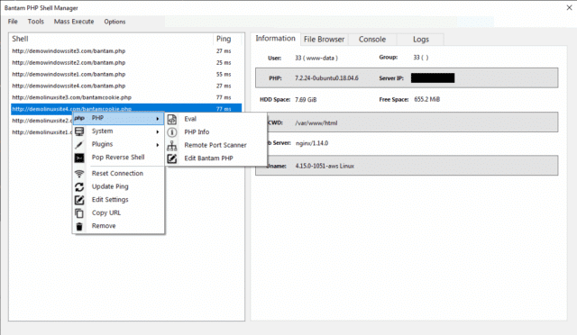 Bantam - Advanced PHP Backdoor Management Tool For Post Exploitation