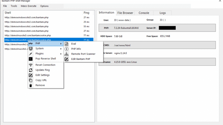 Bantam - Advanced PHP Backdoor Management Tool For Post Exploitation