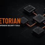 Praetorian, Portable Go Offensive Security Tools, beside a modular toolchain illustration with the darknet.org.uk watermark.