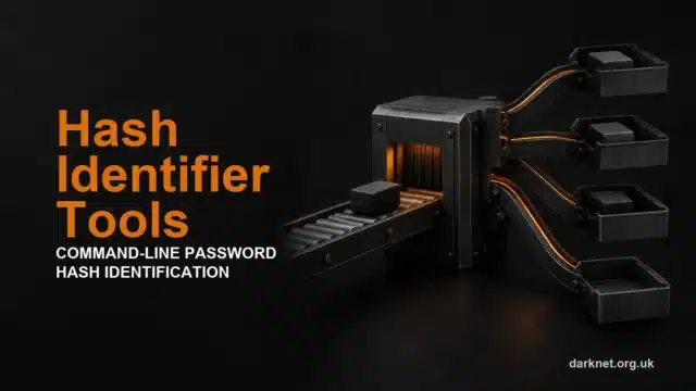 Hash Identifier Tools — Command-Line Password Hash Identification, with one data specimen sorted into several candidate paths; darknet.org.uk.