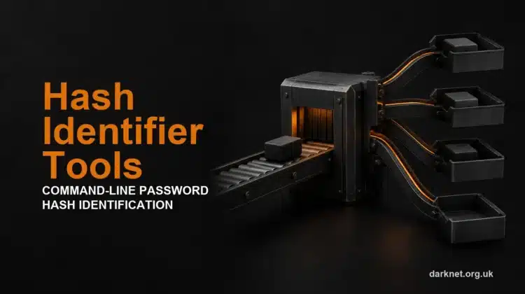 Hash Identifier Tools — Command-Line Password Hash Identification, with one data specimen sorted into several candidate paths; darknet.org.uk.